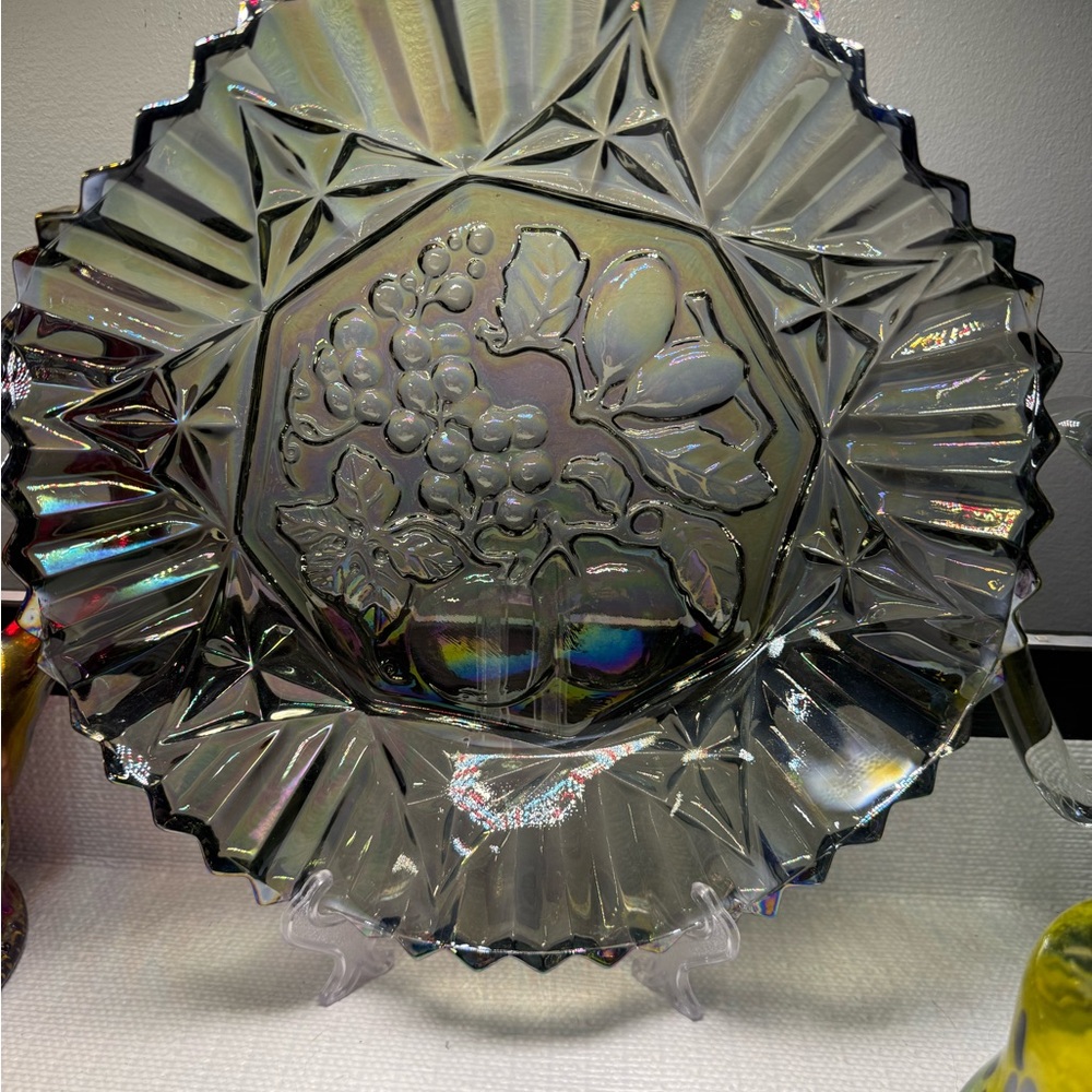 Federal Iridescent Glass Fruit Motif Decorative Plate - Clear